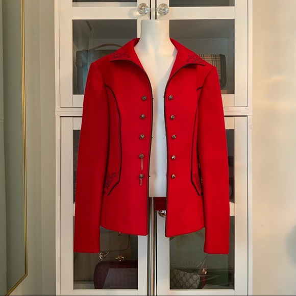 Thalhamer Wool  Blazer Jacket Red Embroidery Size S - Picture 3 of 11